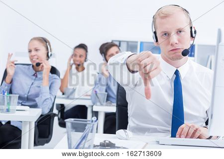 Unsatisfied Telemarketer At Work