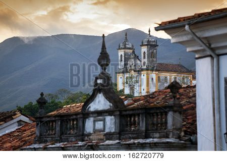 Streets Of The Historical Town Ouro Preto Brazil