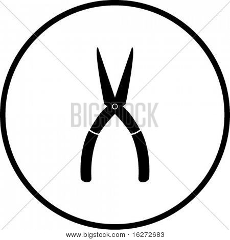 symbole de l'aiguille nez pince ouverte