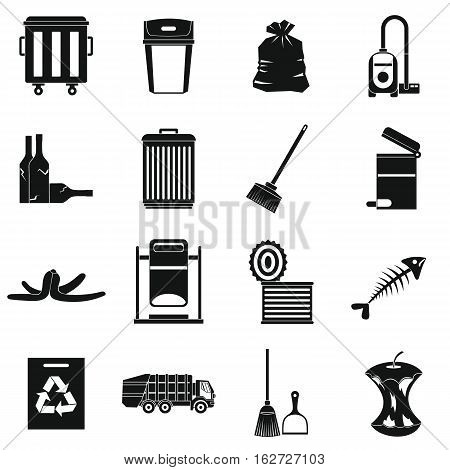 Garbage thing icons set. Simple illustration of 16 garbage thing vector icons for web