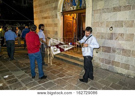 Budva. Montenegro.June 1st 2015. The celebration of the Holy Trinity in the old town of Budva