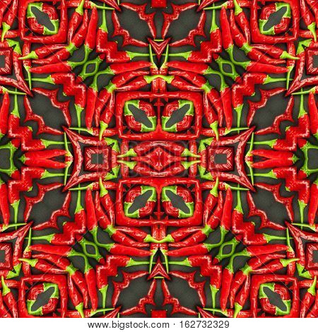 Seamless texture with chilli motif. Printing on the kitchen tablecloth. Decorate the kitchen.