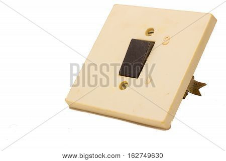 one-button switch isolated on white background control the switching on and off of lighting in the room