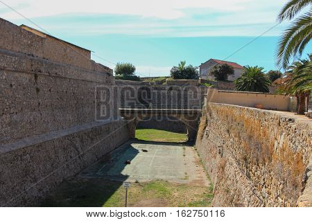 Ajaccio France - September 1 2013: view of the walls of Citadel of Ajaccio on September 1 2013 in Ajaccio France.