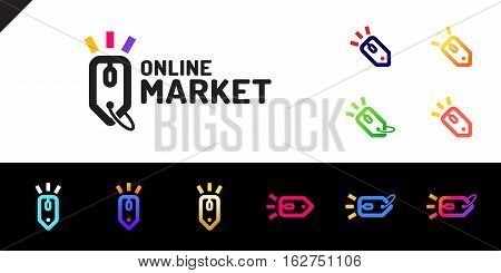 E Store Logo Concept Mouse Click And Shop Tag Logotype Set