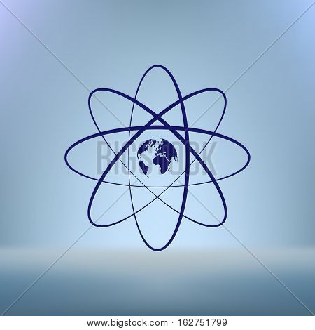 Flat Paper Cut Style Icon Of Science Symbol