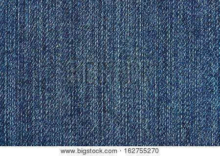 Texture of blue jeans fabric vertical lines. Pattern of blue jeans