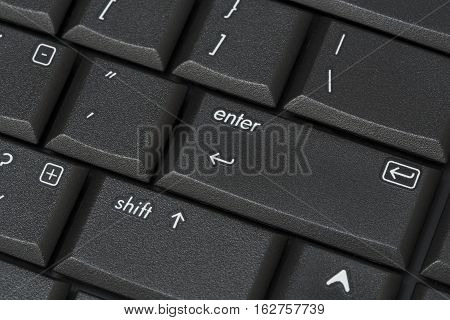 The black laptop keyboard close up image