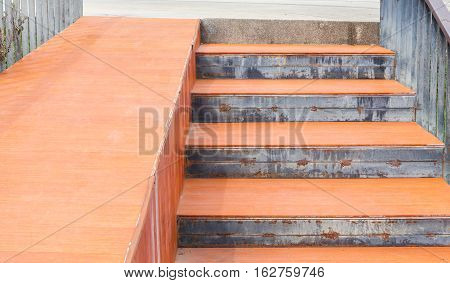 Ramped access wheelchair ramp using for disabled people.