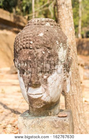 Old Head Buddha statue in Wat Umong, Chiang Mai Thailand