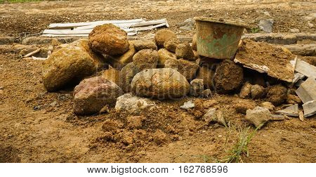 Digging activity for construction building photo taken in Bogor Indonesia java