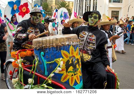 Day Of The Dead Parade In Mexico City.