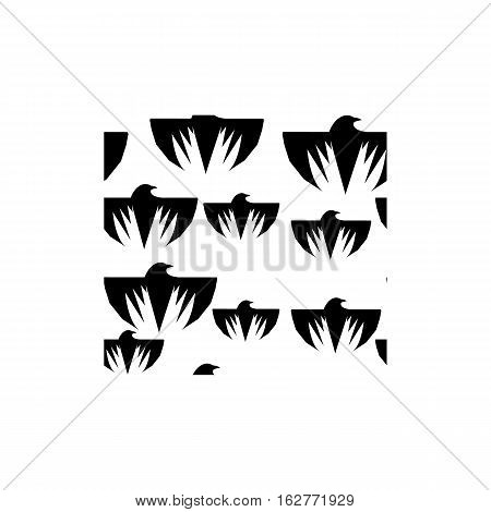 Seamless gothic pattern with black flying raven