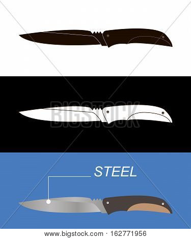 Knife isolated silhouette for tourism an kitchen