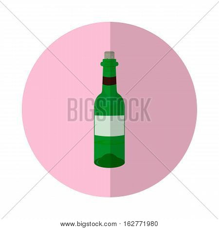 Flat Style Bottle Icon with Long Shadow.