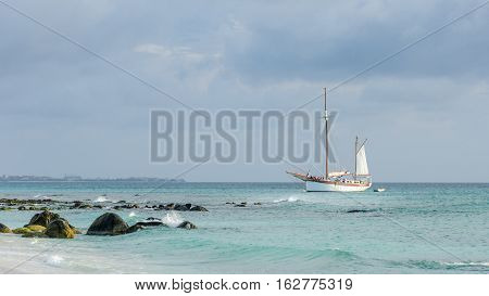 Picture Showing A Big Sailboat On Sea