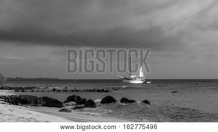 Picture Showing A Big Sailboat On Sea