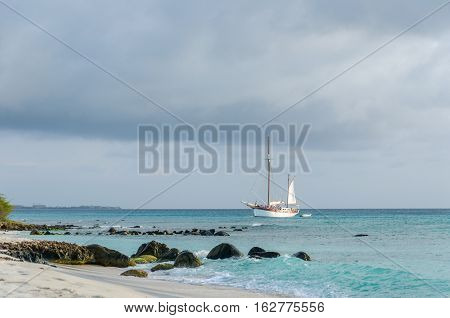 Picture Showing A Big Sailboat On Sea