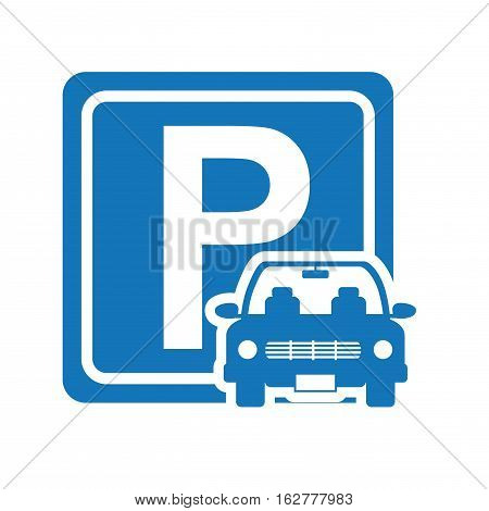 parking zone sign with car icon over white background. colorful design. vector illustration
