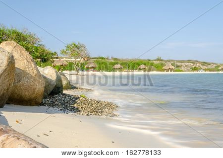 View Of Rocks From Baby Beach On Aruba Island
