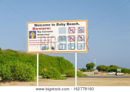 Entrance View Of The Baby Beach On Aruba