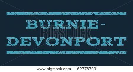Burnie-Devonport watermark stamp. Text caption between horizontal parallel lines with grunge design style. Rubber seal stamp with unclean texture.