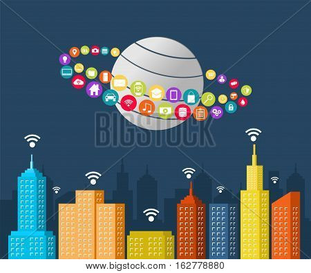 Smart city. Internet of things concept illustration.