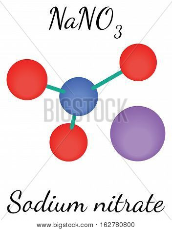 NaNO3 Sodium nitrate molecule isolated on white