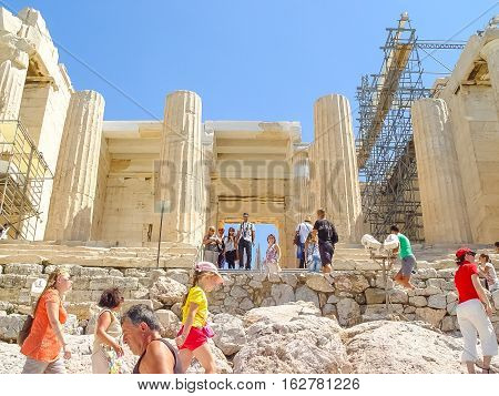 Exterior View Of The Parthenon Temple At The Acropolis