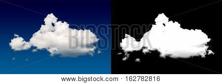 White cloud cut-out mask. Closeup blue sky.