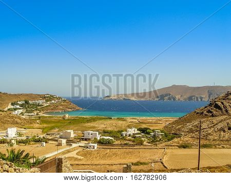 Ftelia Beach In Mykonos Aegean Sea In Greece