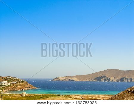 Ftelia Beach In Mykonos Aegean Sea In Greece