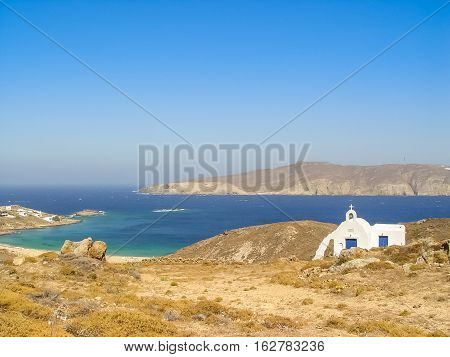 Ftelia Beach In Mykonos Aegean Sea In Greece