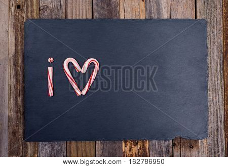 Holiday Candy Cane Heart Shape Abbreviated Text I Love