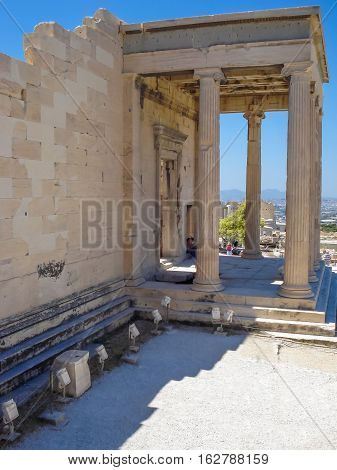 Exterior View Of The Parthenon Temple At The Acropolis