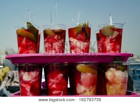 Tursu, Turkish pickled vegetables and fruits. Istanbul