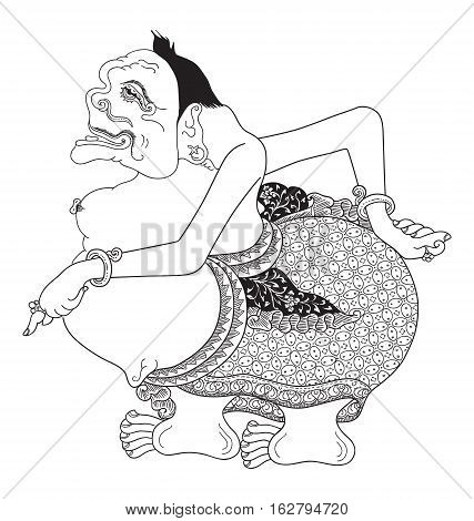 a protagonist figure of traditional puppet show, wayang kulit from java indonesia.