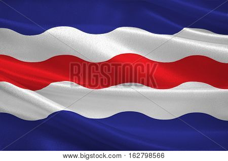 Flag of Medelpad is a historical province of Sweden. 3d illustration