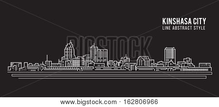 Cityscape Building Line art Vector Illustration design - Kinshasa city