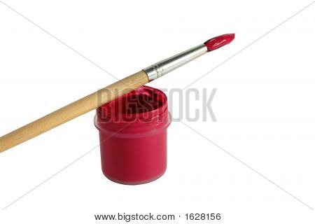 Art Pinsel mit roter Farbe