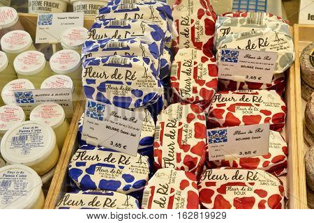 La Flotte France - september 27 2016 : butter at the market