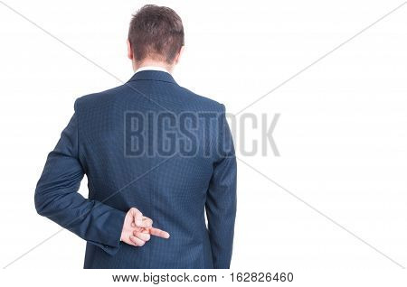 Back View Of Business Man Showing Obscene Gesture