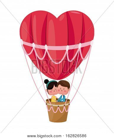 couple in love heart airballoon valentine day vector illustration eps 10