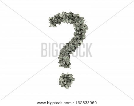 digits and characters from dollars. dollars .isolate on white background. 3d rendering