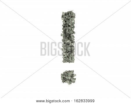 digits and characters from dollars. dollars .isolate on white background. 3d rendering