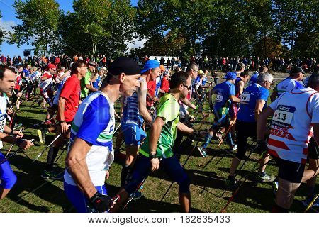 Verneuil sur Seine France - october 22 2016 : the second Championship of nordic walking of France
