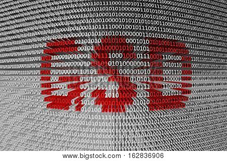 GSD is presented in the form of binary code 3d illustration