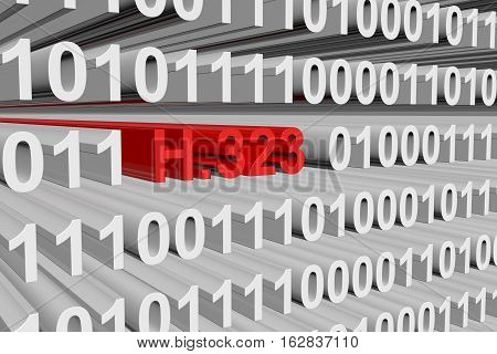 H. 323 in the form of binary code, 3D illustration