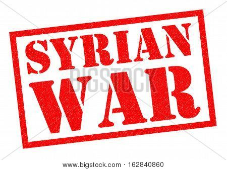 SYRIAN WAR red Rubber Stamp over a white background.