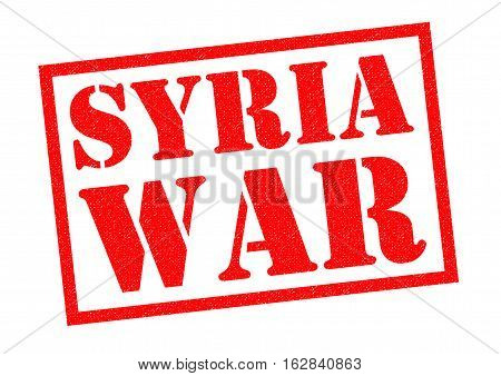 SYRIA WAR red Rubber Stamp over a white background.